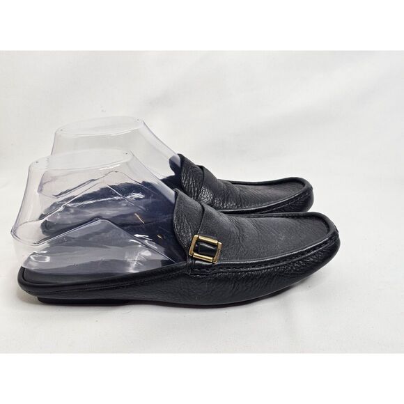 Gucci Womens Vintage 90's Gold Tone Buckle Slip On Mules Black Size 7B - Picture 1 of 12